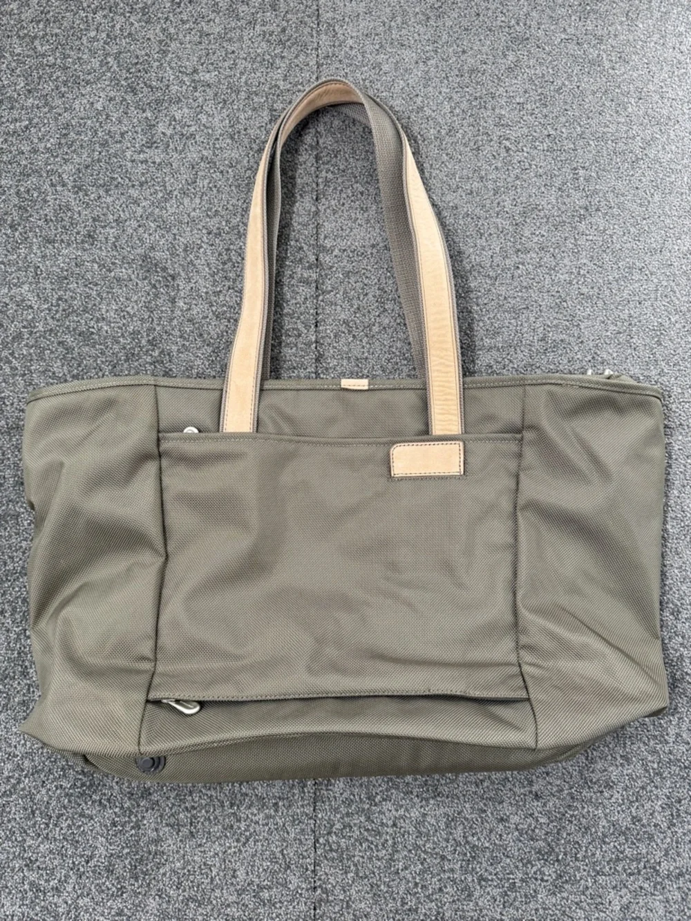 Briggs & Riley Travelware Large Shopping Tote Bag Olive Green Tan 255-7